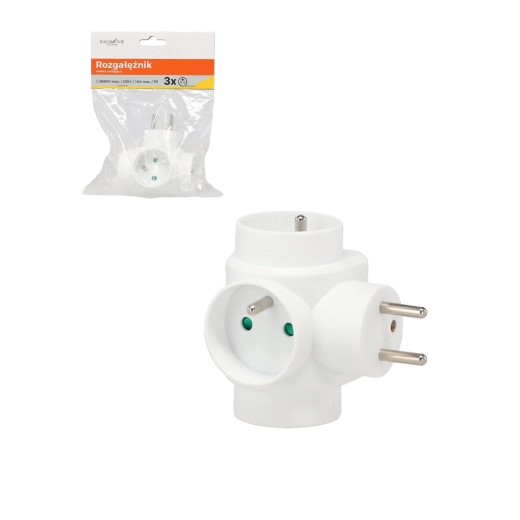 Multiprise en forme de cube, 3 prises, blanc