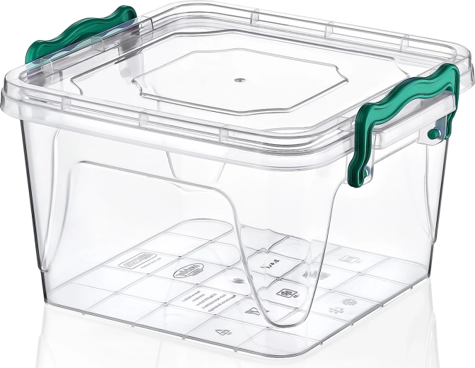 Boîte carrée en plastique 1,2 l avec couvercle