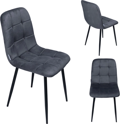 Upholstered dining chair in velvet in a loft style, graphite - 1 piece