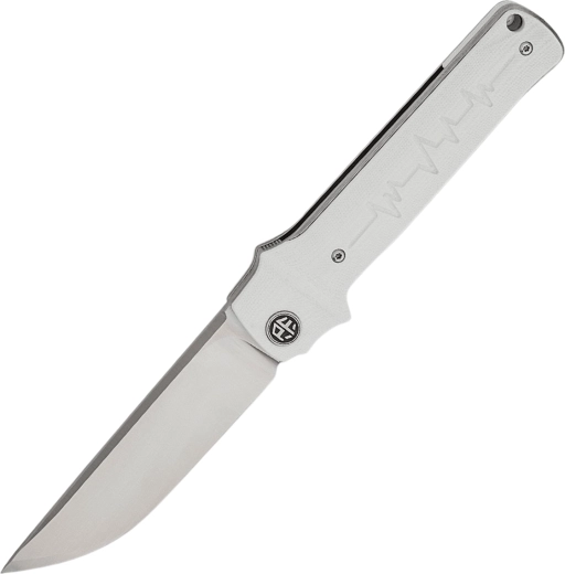 Petrified Fish Tena – pocket folding knife D2, satin, white G10