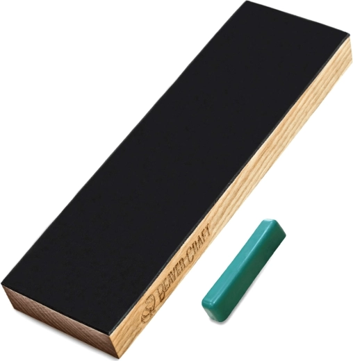 Beavercraft Single-Sided Leather Strop Paddle with Polishing Compound P01