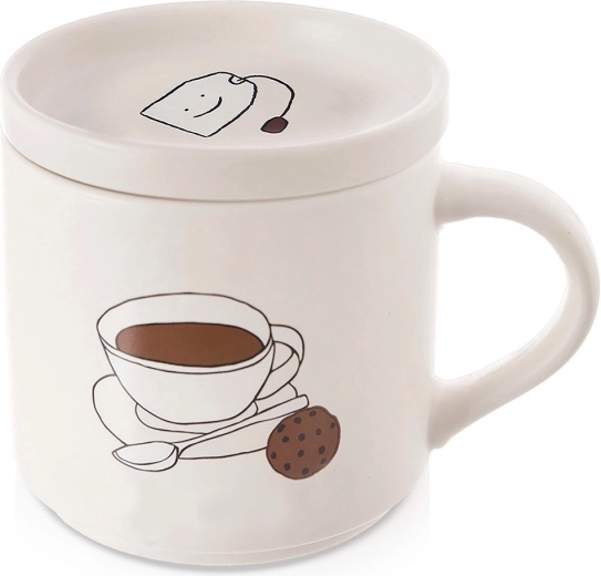 Porcelain mug with lid 420 ml