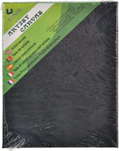 Zwart schildersdoek op houten spieraam 18 × 24 cm