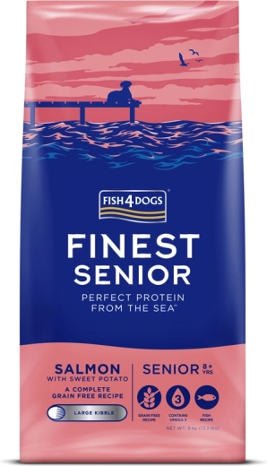 Fish4Dogs brokjes voor grote oudere honden zalm met zoete aardappelen 6 kg