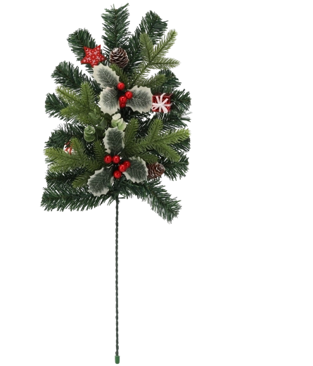 Kerstdecoratieve tak met hulst 60 cm rood