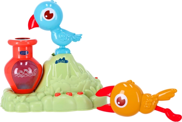 Behendigheidsspeelgoed voor vogels dat water drinkt