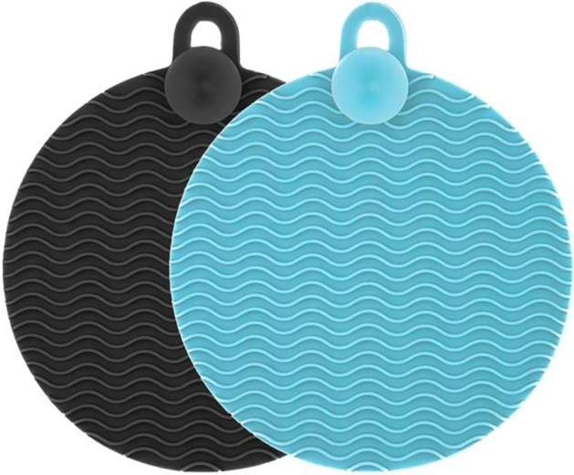 Set of silicone dishwashing sponges, turquoise and gray (2 pcs)
