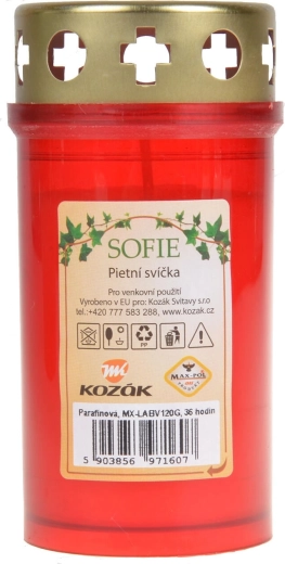 Bougie de cimetière 12 cm avec couvercle – paraffine (blanc/rouge)
