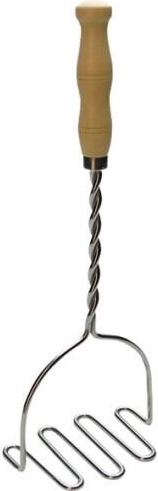 Aardappelstamper van roestvrij staal met houten handgreep 32 cm