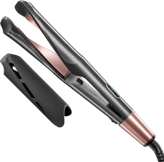 2-in-1 hair straightener with temperature control and LED display - 1 piece