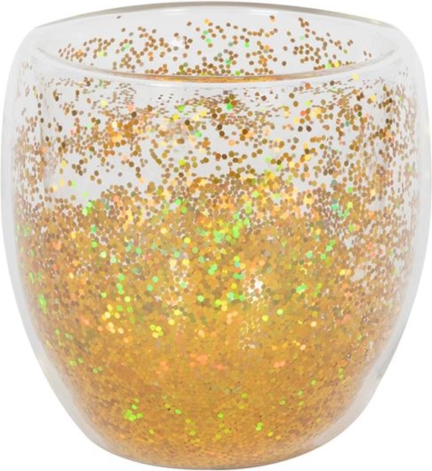 Glas met dubbele wand 250 ml – gouden confetti
