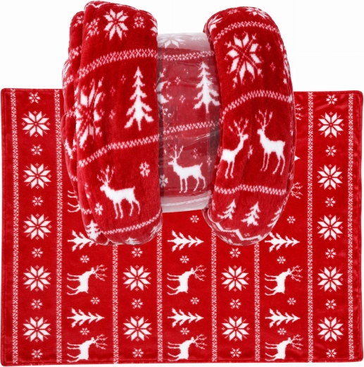 Kerstflanellen deken met rendierenmotief 150 × 200 cm - 1 stuk