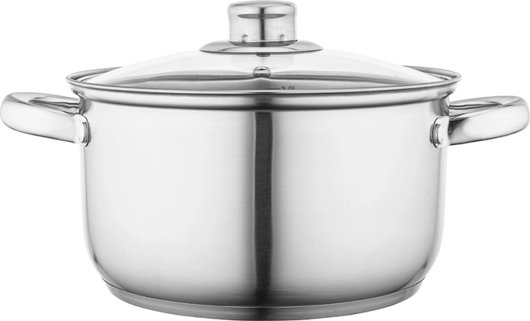 Altom Design Fabio Edelstahltopf mit Glasdeckel 20 cm 3,6 l
