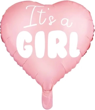 Foil balloon It's a Girl pink heart 45 cm
