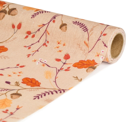 Decorative table runner with a branch and leaf motif 180 × 28 cm