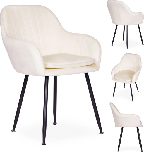Upholstered velvet dining chair, cream, ModernHome