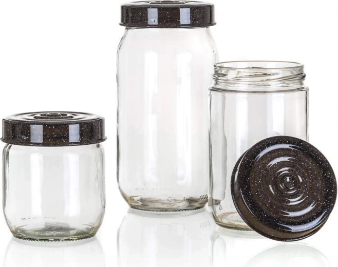 Bocaux en verre LINZI 3 pcs, granit