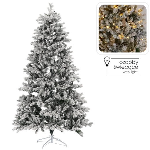 Sapin de Noël artificiel enneigé 210 cm avec éclairage LED