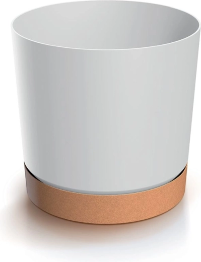 Pot de fleurs Tubo PM avec soucoupe 10,8 cm – blanc/naturo eco