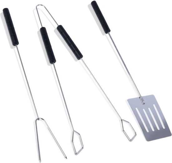 Set d’ustensiles de barbecue en acier, 3 pièces