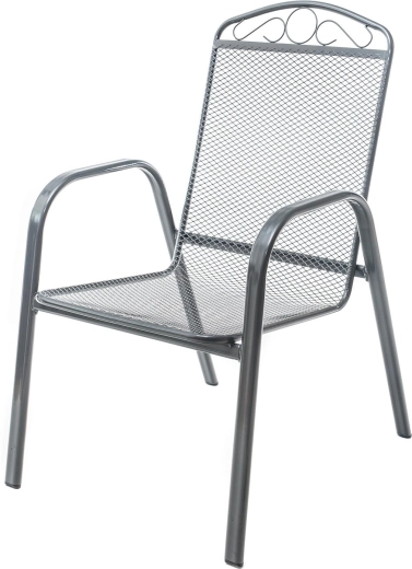 Garden steel chair with high backrest and decor