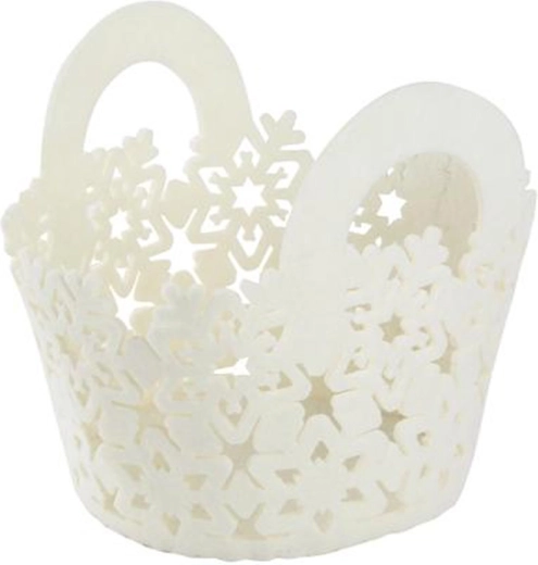 Vilt kerstmand Toro, wit, 15 cm