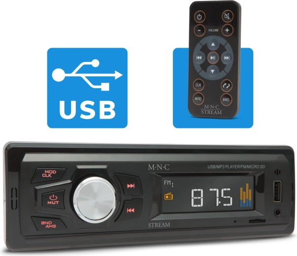M.N.C Stream autoradio met USB, AUX en microSD