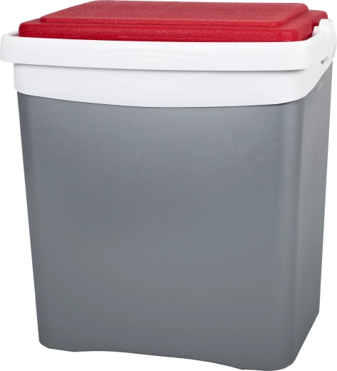 Tourist cooler bag 25 l KAMAI TROPIC, gray with red lid and white handle