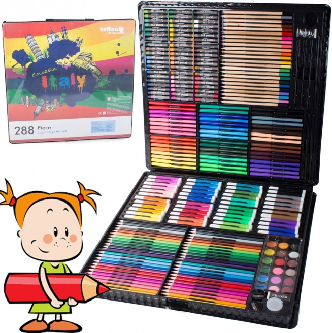 Artistieke schilderkit in een koffer 288 stuks