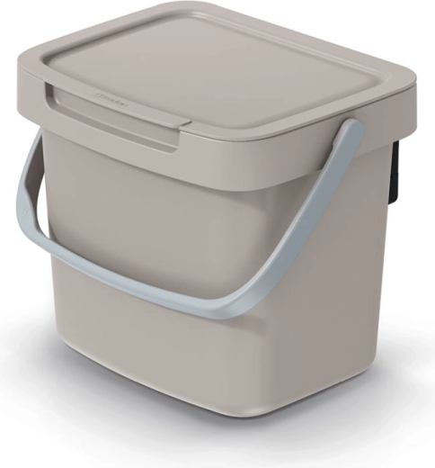 Prullenbak 3 l met lichtbruin deksel en handvat