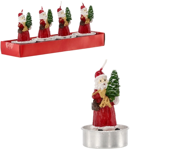 Bougies de Noël décoratives Saint-Nicolas avec sapin – lot de 4 pièces