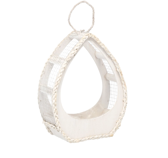 Cache-pot décoratif en bois blanc en forme de goutte 31 × 21 × 41 cm