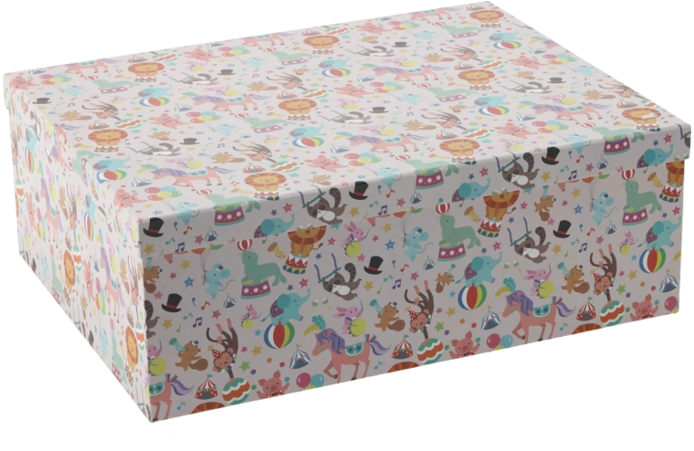 Bunte Geschenkbox mit Tiermotiv 19,2 × 15 × 7,5 cm - 1 Stück