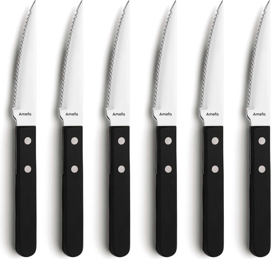 Steak and pizza knife set, 6 pcs in blister pack