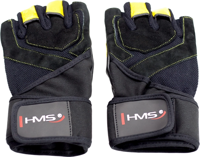 Gants de fitness avec bande de maintien du poignet HMS, jaunes – S