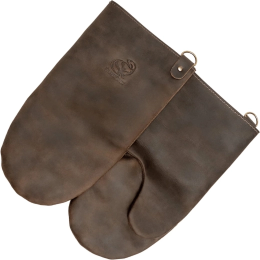 Beavercraft Leather Heat-Resistant BBQ Gloves, Brown