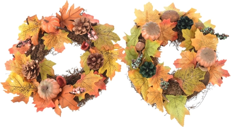 Couronne décorative d’automne en plastique (UH) 34 cm, 2 variantes