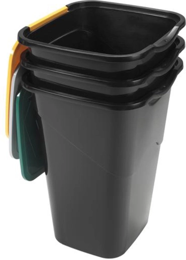 Poubelles en plastique pour tri sélectif HEIDRUN 3×50 l, lot de 3 pièces