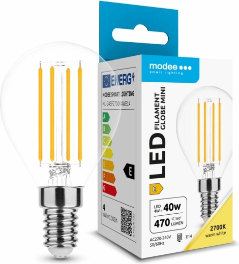 Modee LED Bulb Filament Globe Mini G45 4 W E14, 470 lm, warm white