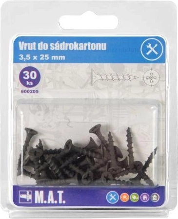 Gipsplaatschroef 3,5 × 25 mm met grove draad, gefosfateerd (30 stuks)