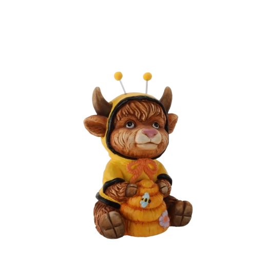 Tuinbeeldje van een koe met bijenkorf – buitendecoratie