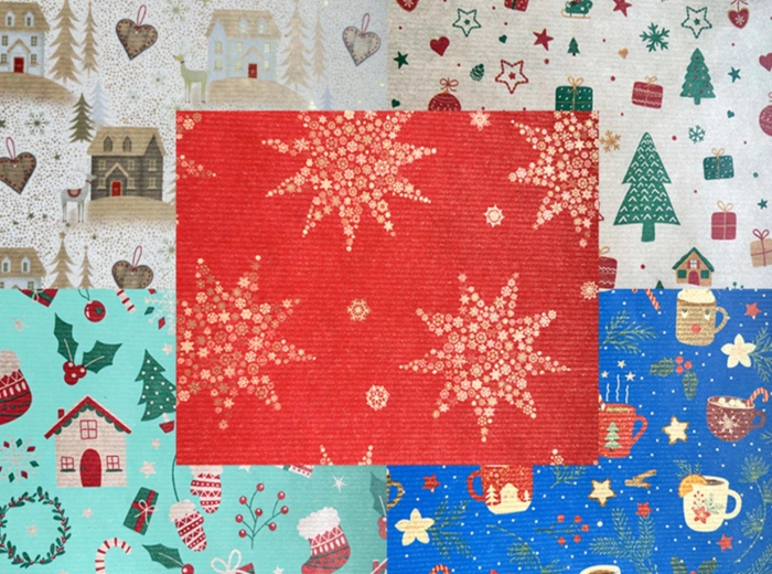Kerstcadeaupapier Ecocolor 0,7 × 1,5 m