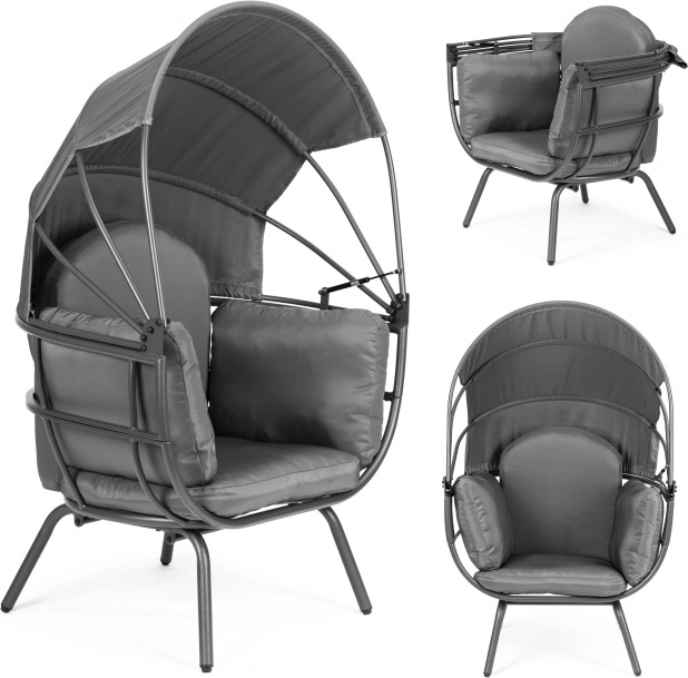 Tuinfauteuil met verstelbare luifel, grijs ModernHome