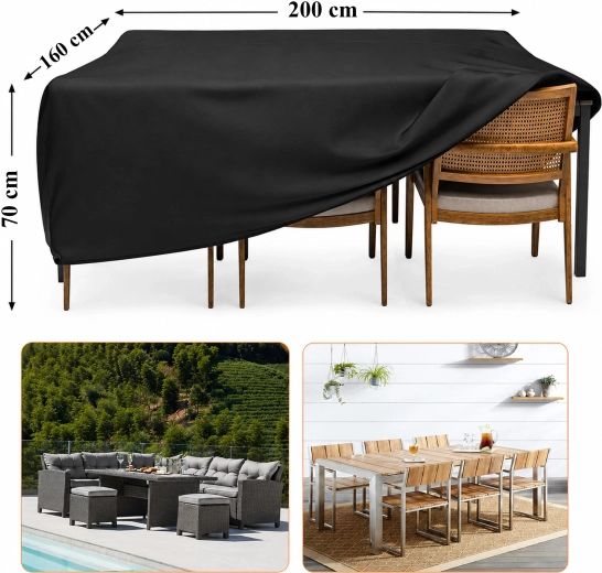 Waterproof protective cover for garden furniture and catering table 200 × 160 × 70 cm