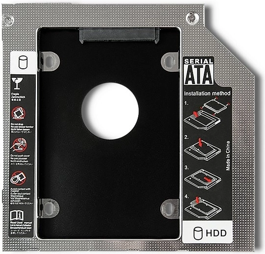 Cadre Qoltec pour deuxième disque dur/SSD 2,5" pour ordinateur portable, 9,5 mm