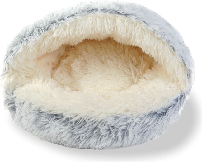 Rundes Plüschbett für Katzen, 50 cm, grau