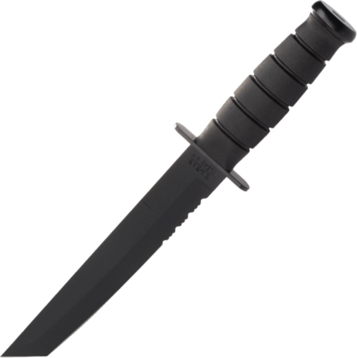 KA-BAR Black Tanto Tactical Knife, serrated edge, Kraton, sheath