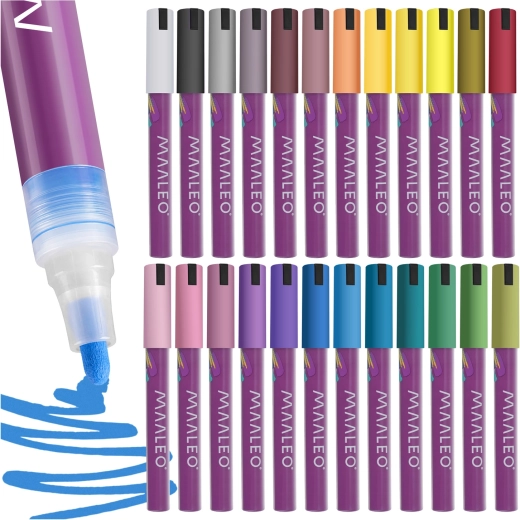 Marqueurs acryliques Maaleo, set de 24 couleurs