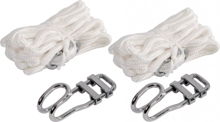 Set voor het ophangen van een hangmat met stalen haken en touwen