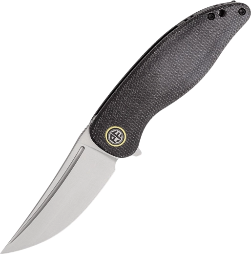 Petrified Fish Simum pocket knife, satin blade, black micarta